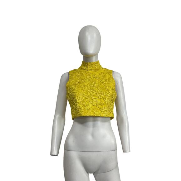 Alemais 'Verna' Yellow Polyester Crop Top Size 4 - Picture 2 of 5